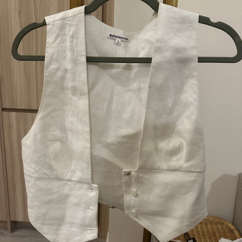 Reformation Ivory Linen Vest